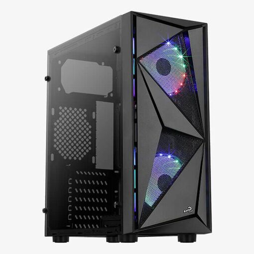 Caja PC AeroCool Glider Medio Tour ATX con panel de vidrio templado RGB - Negro