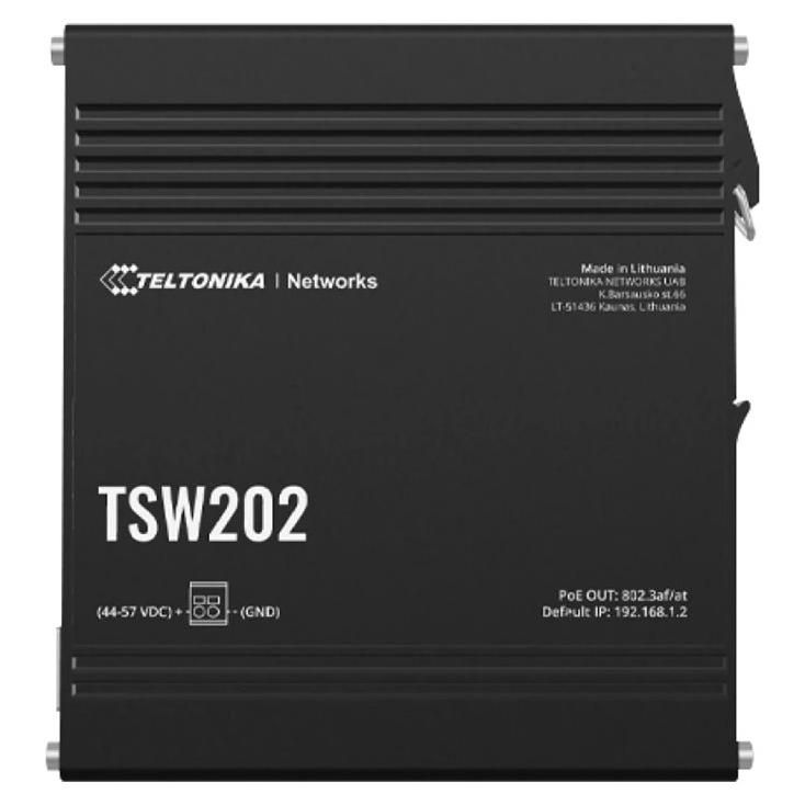 Teltonika TSW202 - Managed Switch - 8 x 10/100/1000 (PoE+) + 2 SFP - DIN Rail Mount - 240 W PoE