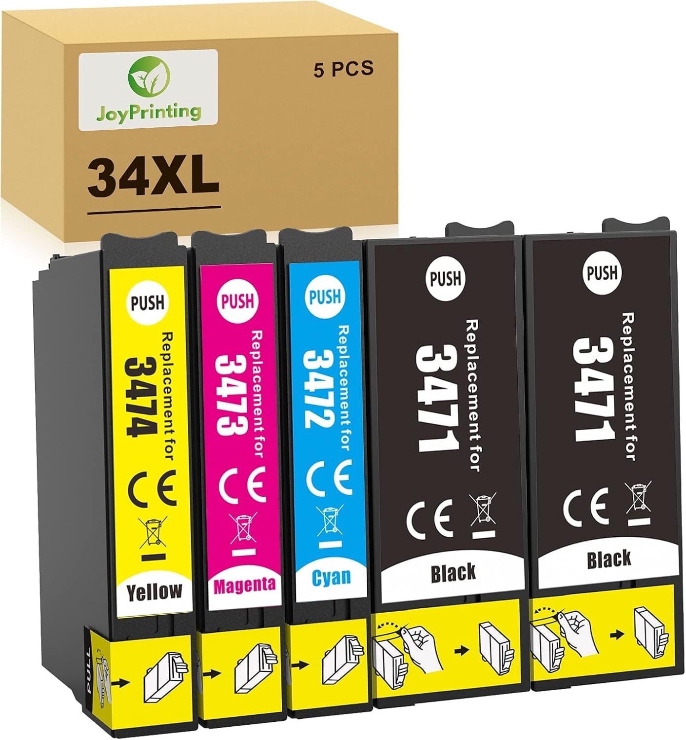 XL Ink Cartridges for Epson 34XL (Black, Cyan, Magenta, Yellow)