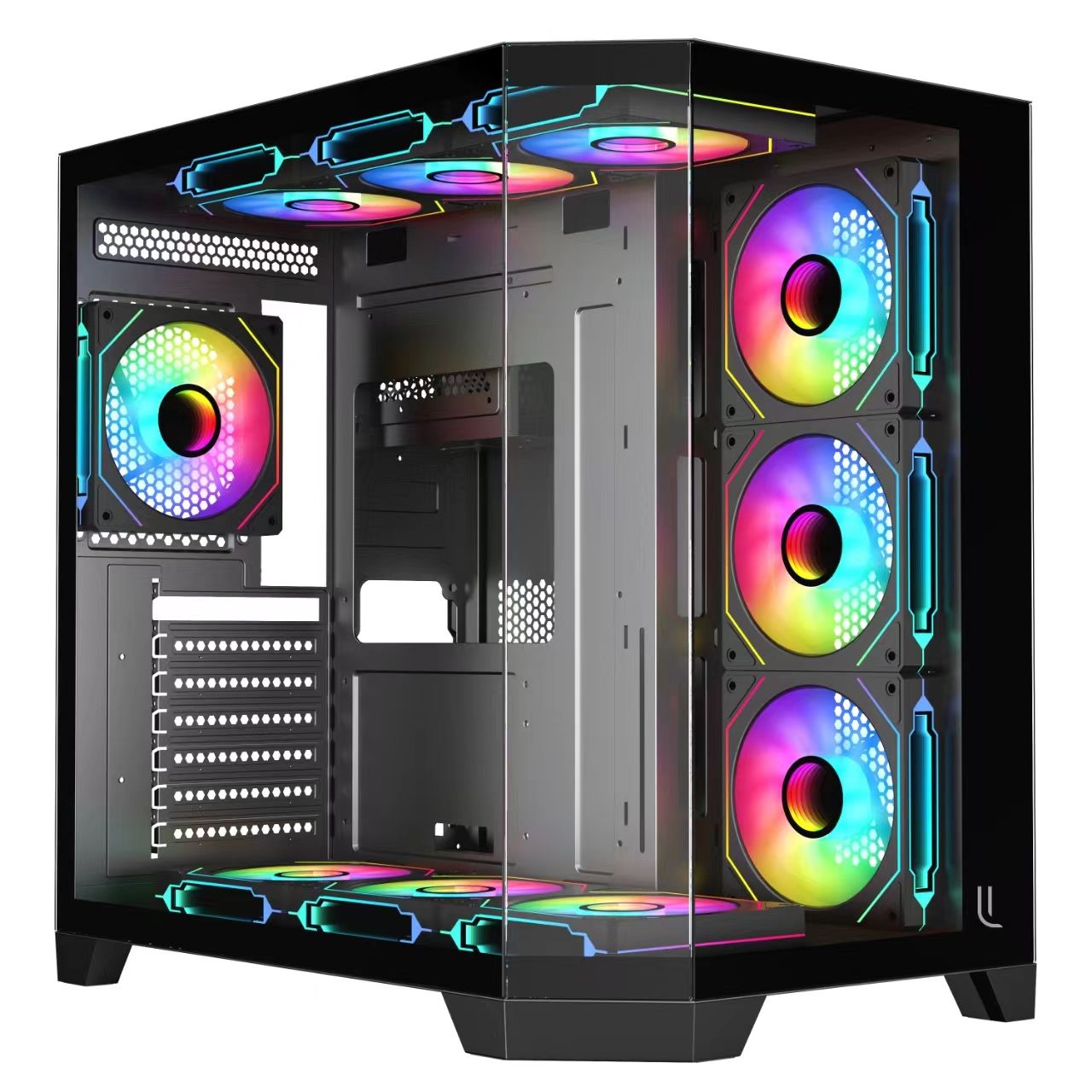 LUSORIS Luxeria ST-800 PC Case - 7 ARGB Fans with Controller, USB 3.0/2.0, ATX/M-ATX/ITX Compatible, 410mm GPU Support, Advanced Cooling