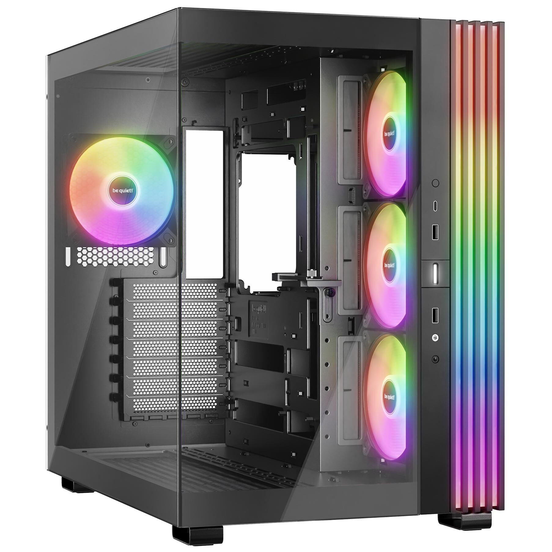 be quiet! Light Base 600 LX Blanc  Boîtier PC ARGB vitré, Mini ITX / Micro ATX / ATX, 4 ventilateurs Light Wings 120 mm PWM