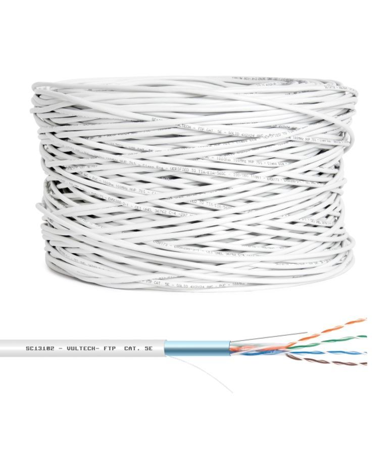 Vultech Network Cable, 305m, White Cat5e F/UTP (FTP)
