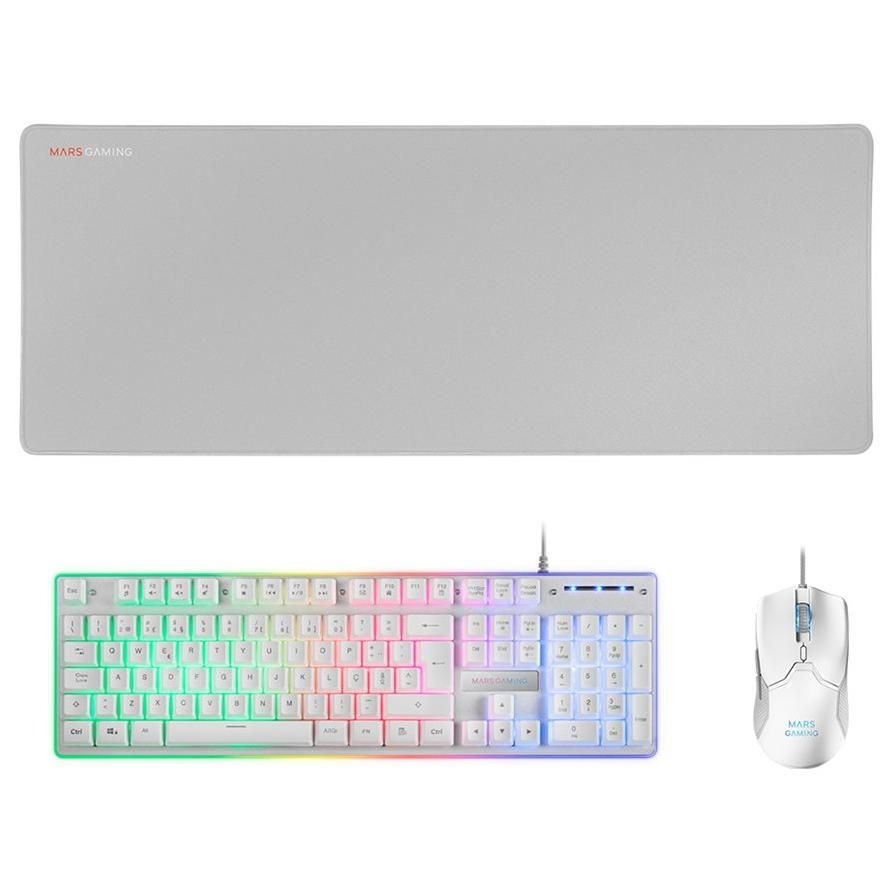 ANIMA MARS GAMING MCPX - Keyboard, Mouse and Mouse Pad - Full Size - Backlit - USB - QWERTY - White