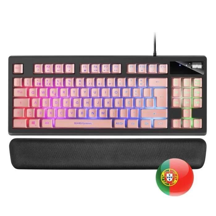 Mars Gaming TKL Mechanical Keyboard - MKAX - Rose Gold - H-Mech Rest for Wrist Gel