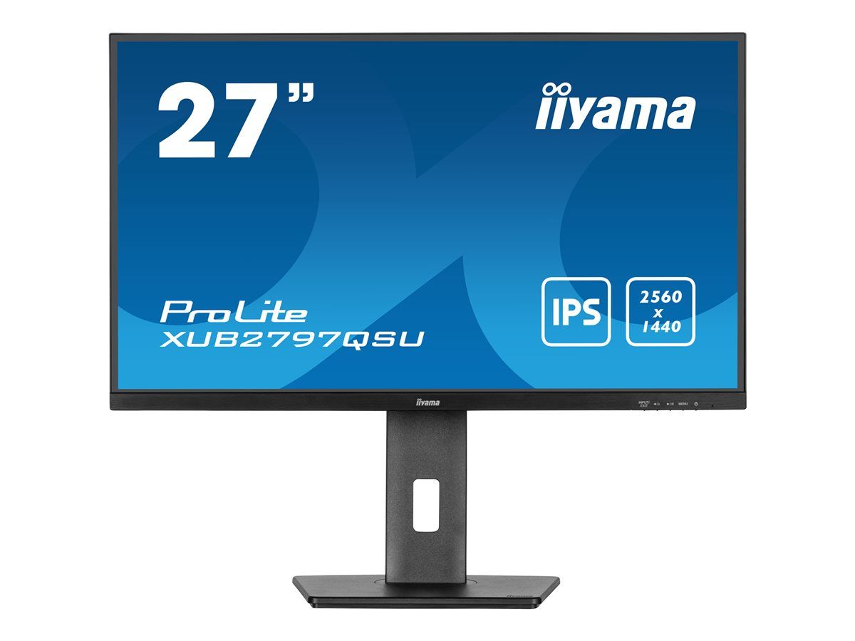 iiyama ProLite XUB2797QSU-B2 - 27" LED Monitor - QHD 2560 x 1440 @ 100Hz - IPS - 300 cd/m² - 1ms Response Time - HDMI, DisplayPort - Speakers - Black, Matte