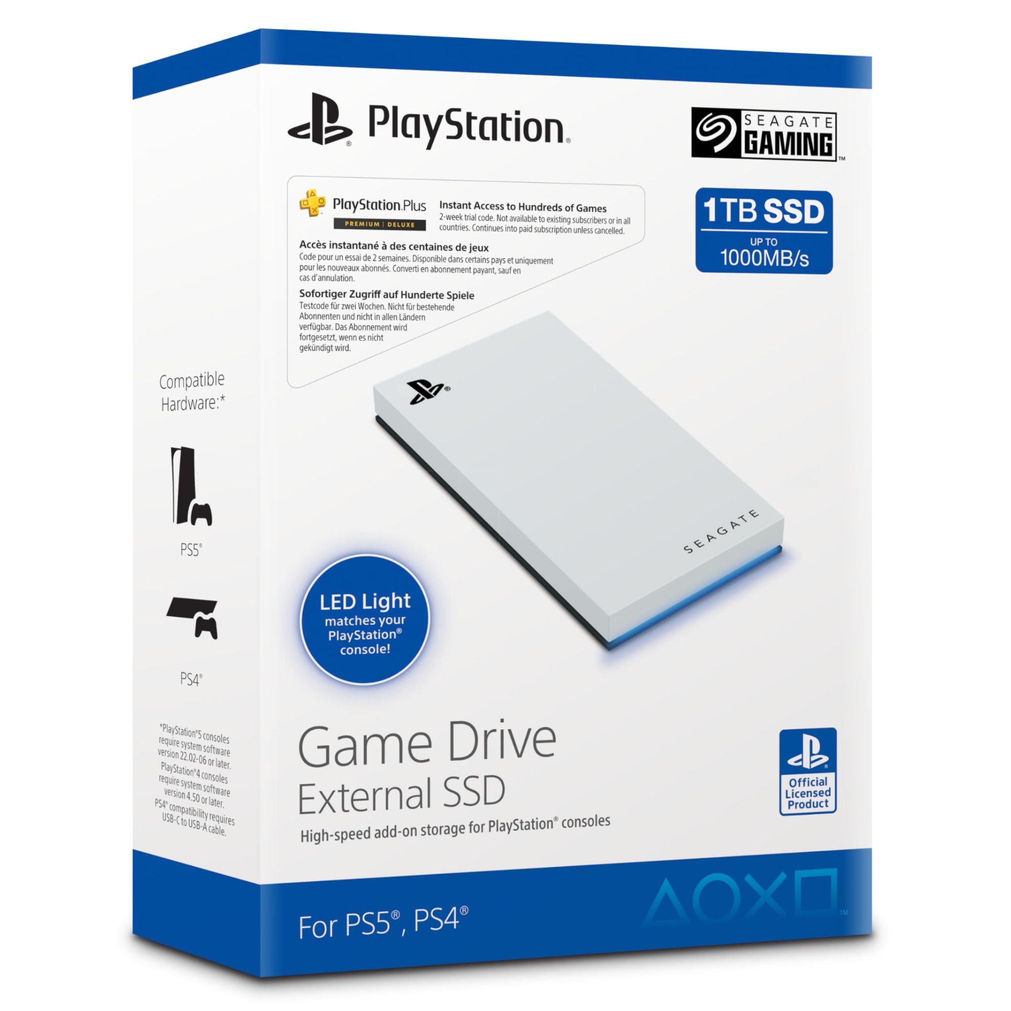 Seagate Game Drive for PlayStation - 1TB SSD - Portable - USB 3.2 - White