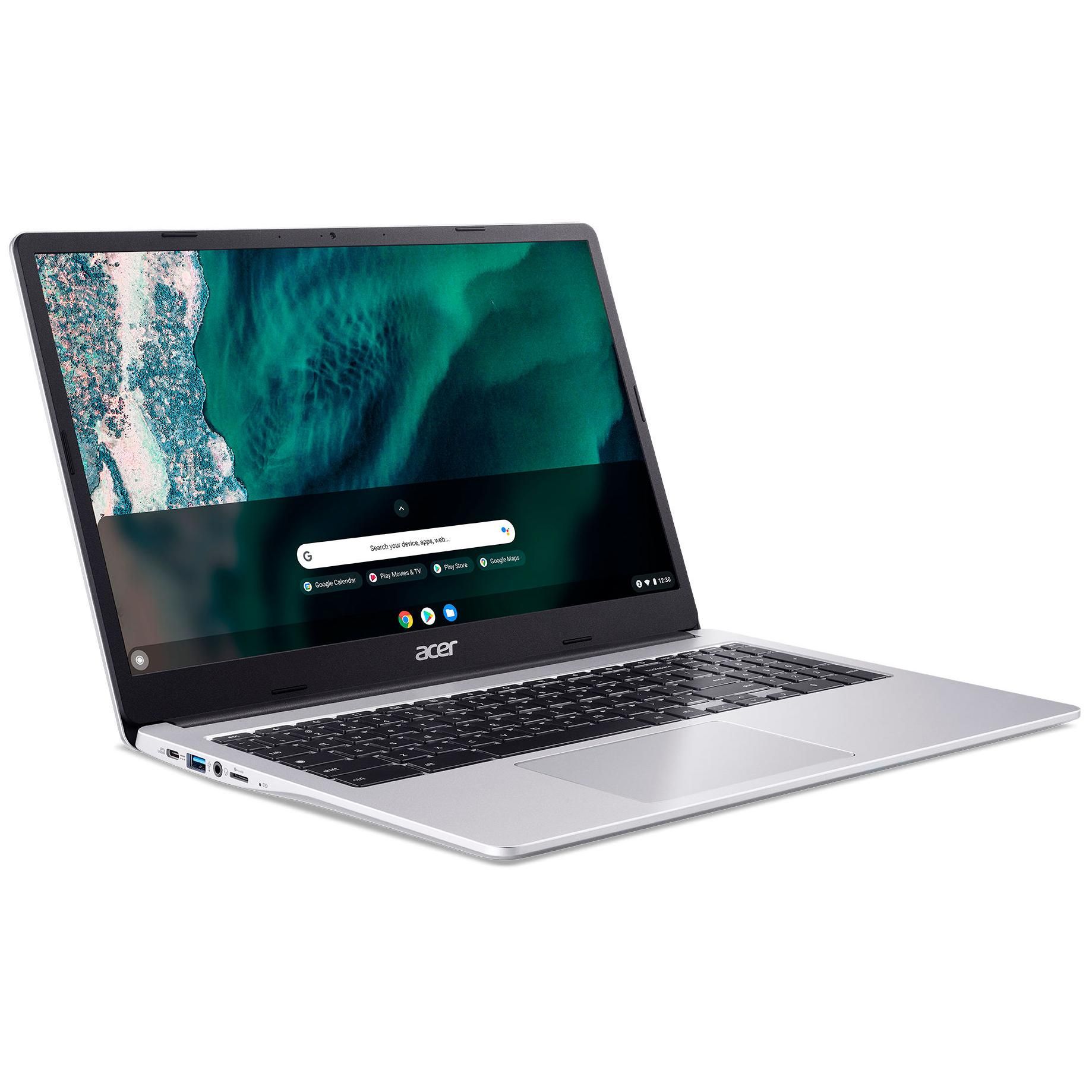 Portátil Acer Chromebook 315 - 15.6", Celeron N4500, 4 GB RAM, 128 GB SSD, Plata con teclado AZERTY