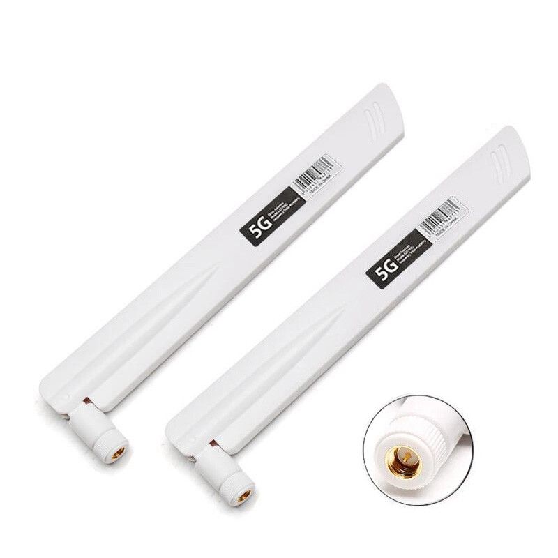 4G LTE 5G Antenna, 600-6000MHz, 18dBi, SMA Male to High Gain Antenna, Wireless Network Card, Wifi Router, High Signal Sensitivity, 2 Pieces - White SMA-Male