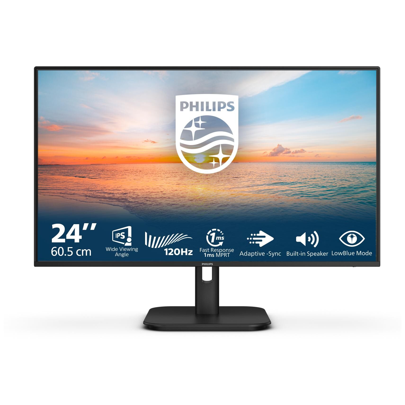 Philips 24E1N1200A - 1000 Series - écran LED - 24" - 1920 x 1080 Full HD (1080p) @ 100 Hz - IPS - 250 cd/m² - 1300:1 - 1 ms - HDMI, VGA, DisplayPort - haut-parleurs - noir