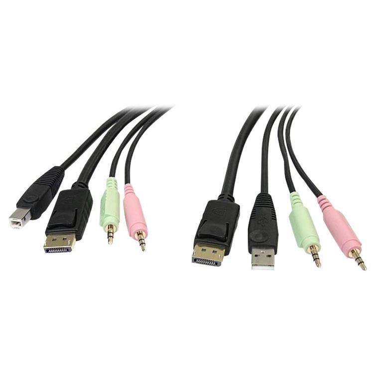 StarTech.com 4-in-1 DisplayPort USB Switch Cable with Audio and Microphone - 1.8m