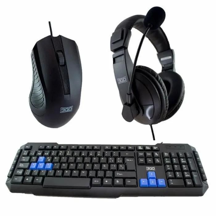 3GO Gaming Combo Kit (Black, QWERTY Keyboard and Mouse)