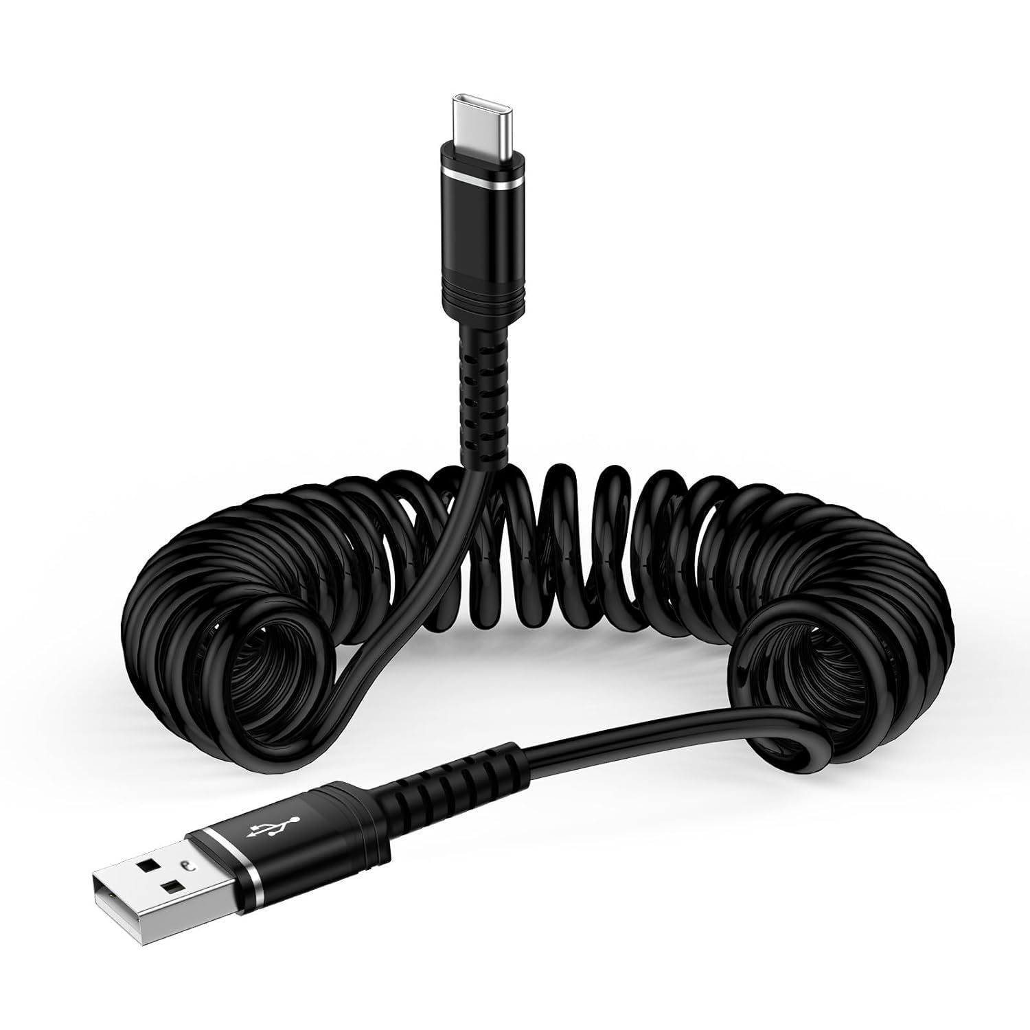 Spiral USB C Cable Short [0.4-1.8M] Type C Quick Charge USB C Cable Android for Samsung Galaxy A Series and iPhone 16/15, etc.