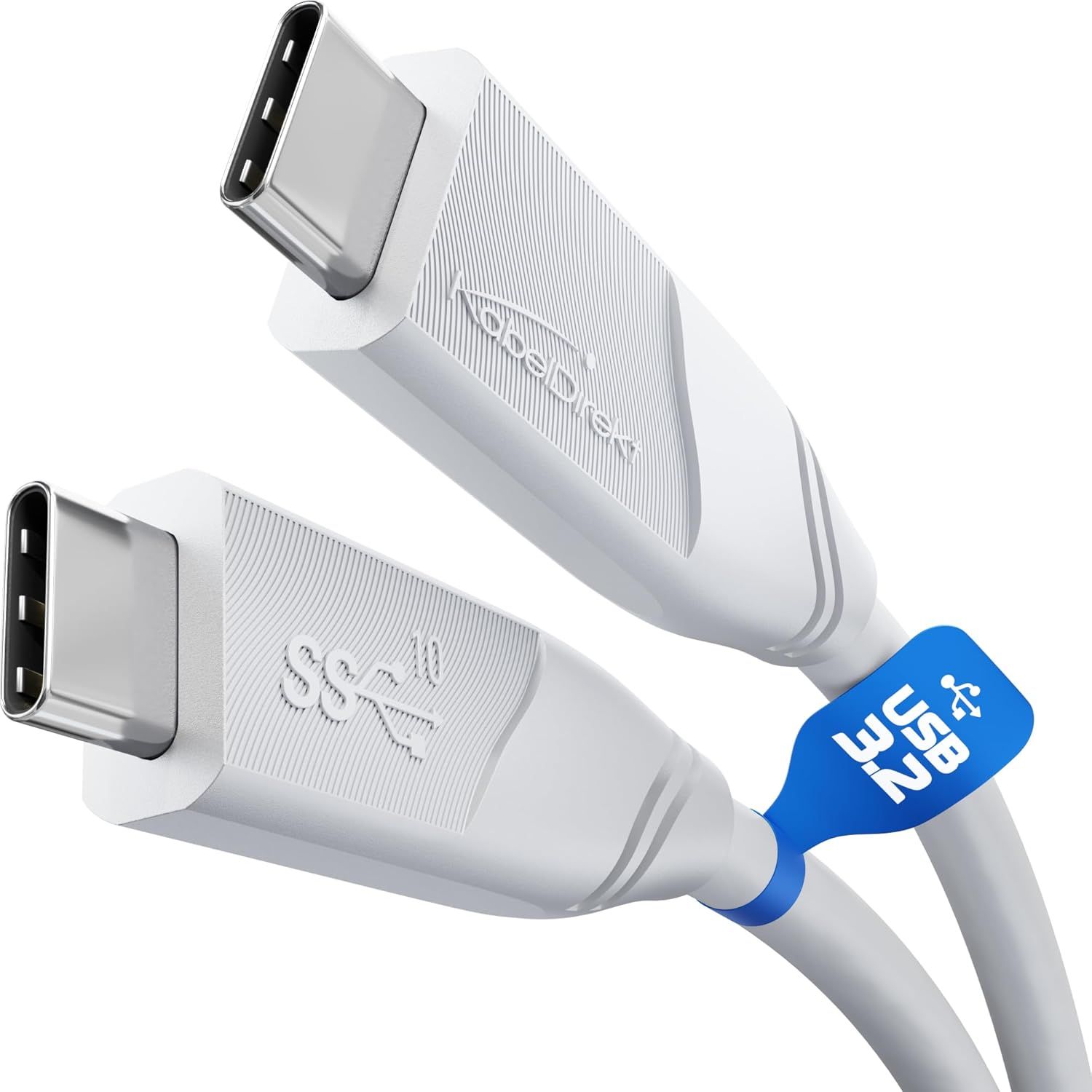 USB-C Cable, USB 3.2 Gen 2, 1M (USB-C to USB-C, Data/Charge Cable, Up to 10Gbps and 100W Charge Current with Power Delivery/PD 3, Integrated Chip, White)