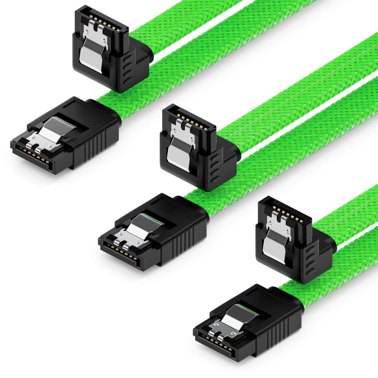 ICI ET MAINTENANT 3x 50cm SATA III Nylon Cable Set (Green)