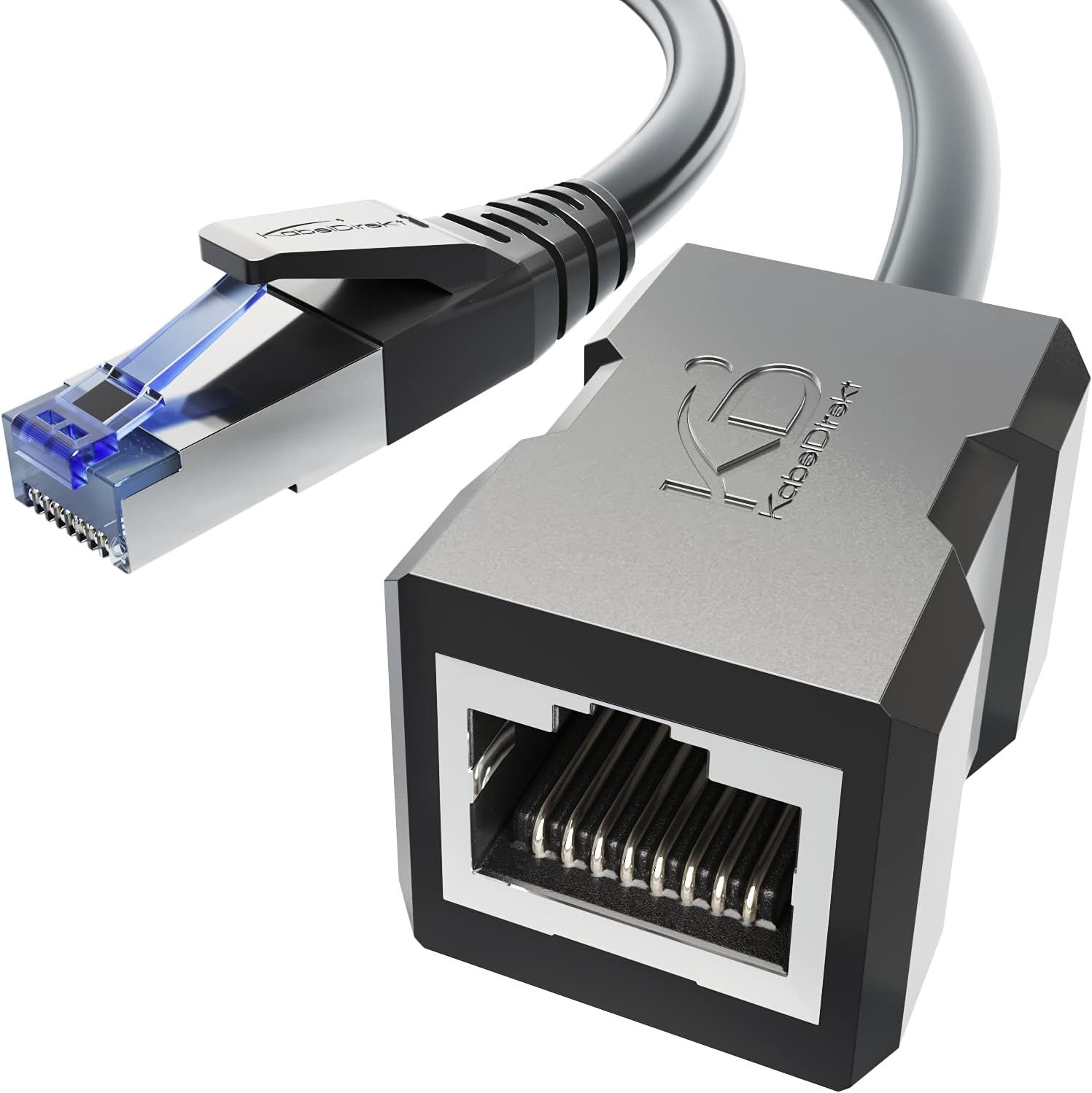 Ethernet Extension Cable, Cat7, 0.25M (Male to Female, Network Cable Extender, 10Gbps, SF/FTP Shielding, Black)