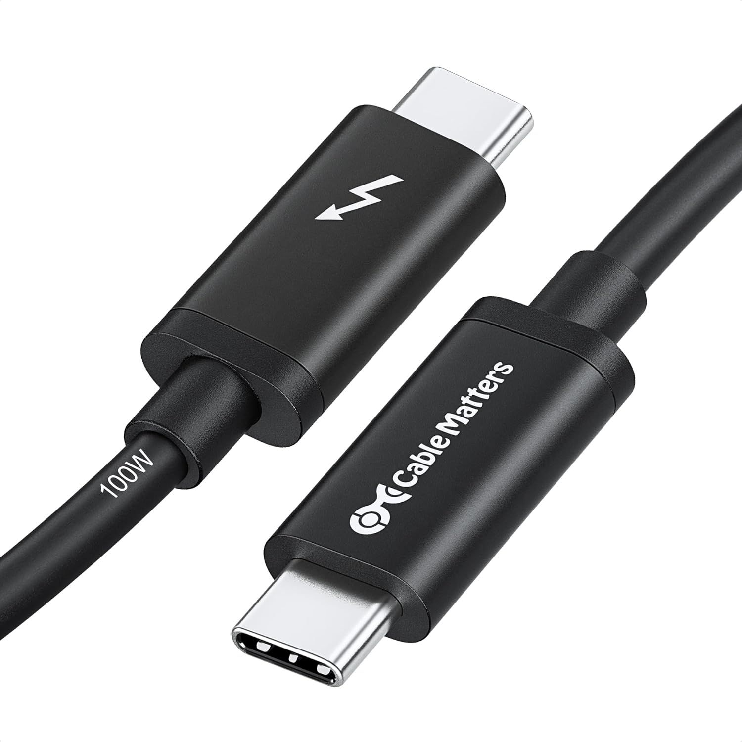 Certified Intel 20G Thunderbolt 3 Cable (Thunderbolt 3 USB-C) - Black, 2M, Supporting 100W