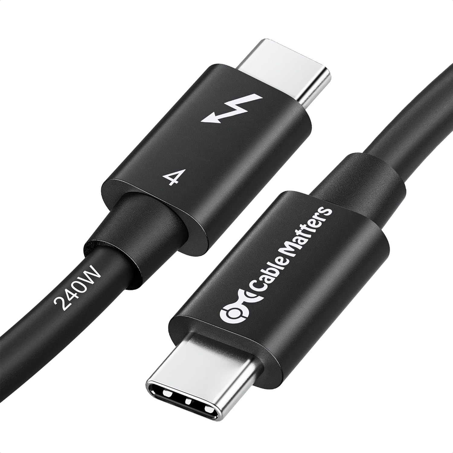 Certified Thunderbolt 4 Cable with 0.8m Length, 8K Video Support, 240W Power Charging