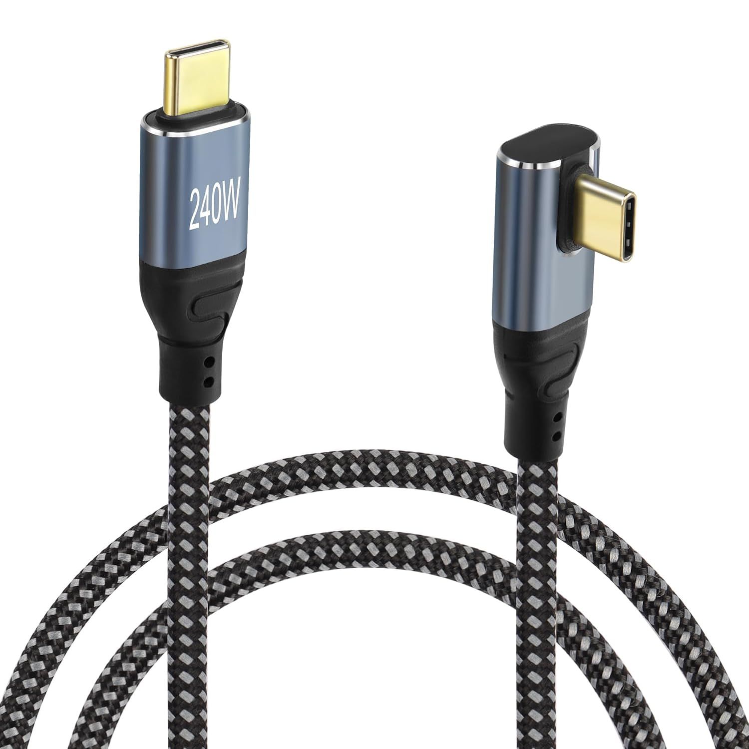 USB-C 240W Cable, Right Angle Type C to PD3.1 240W (48V5A) Quick Charge, Nylon Braided for Laptop, Tablet USB-C Devices (USB C Angle 0.5M)