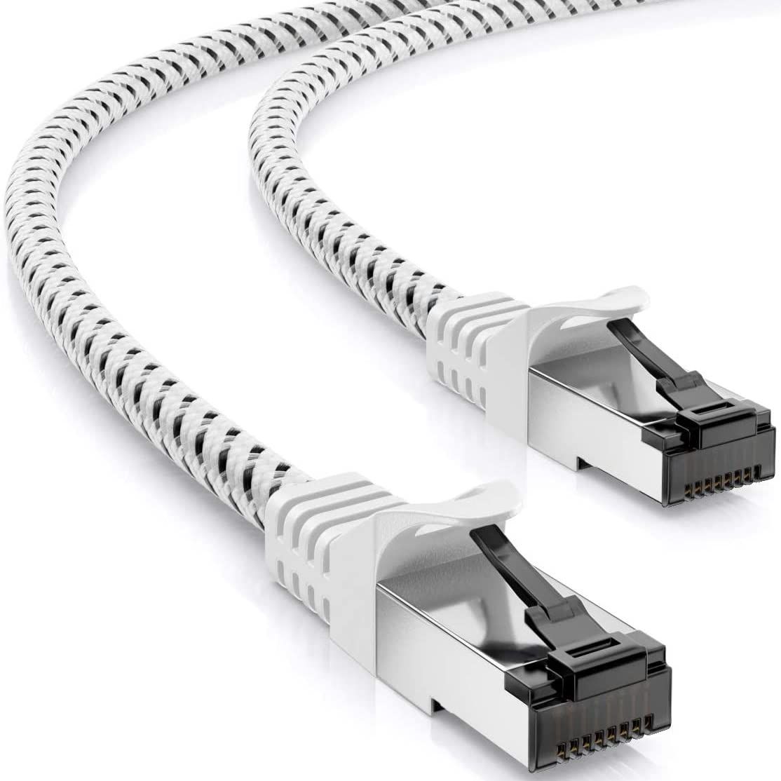 ICI ET MAINTENANT Cat7 LAN Cable - White, 2 Meter, RJ45 Ethernet Cable for Routers, Modems and More (MK4558)