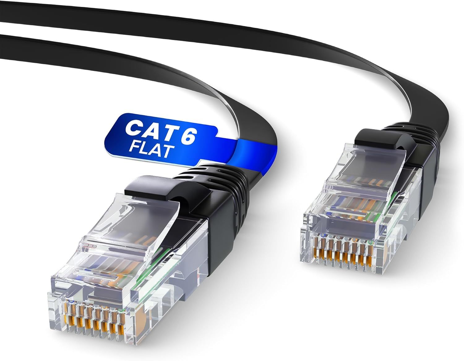 Ethernet Cable 20M, High-Speed Internet Connection, Cat 6 Flat Cable RJ45 UTP 1 Gbps (20 Feet, Black)