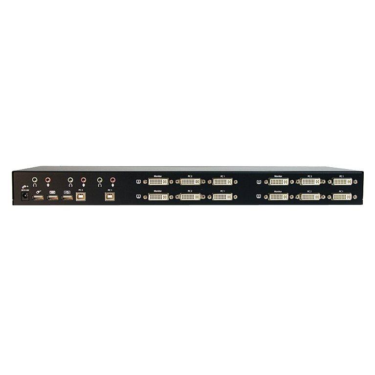 Conmutador KVM StarTech.com USB de 4 Pantallas DVI con Audio para 2 Computadoras