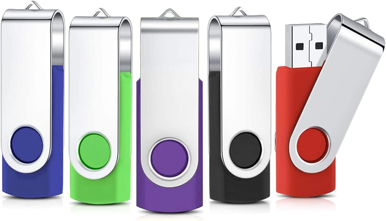 8GB USB Flash Drive Key Chain Set of 5 (Mixed Colors)