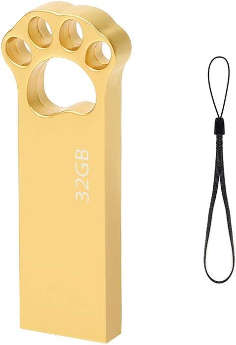32GB USB Drive, ICI ET MAINTENANT Lovely Cartoon Flash Drive 32GB USB 2.0 Waterproof Memory Stick Pen Drive for Computer, PC, Tablet Data Storage (Gold)