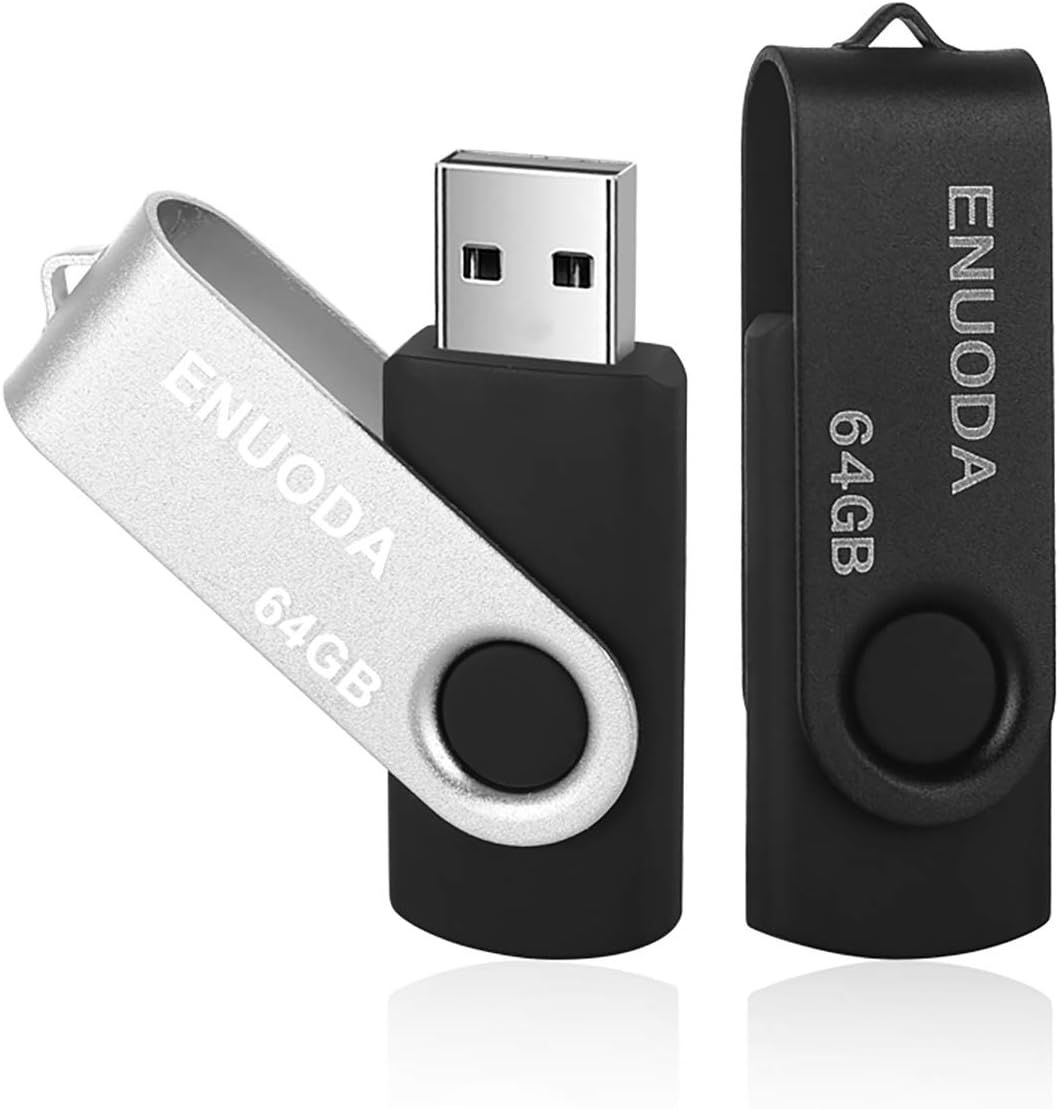ICI ET MAINTENANT 64GB USB Flash Drive 2-Pack (Silver Black)