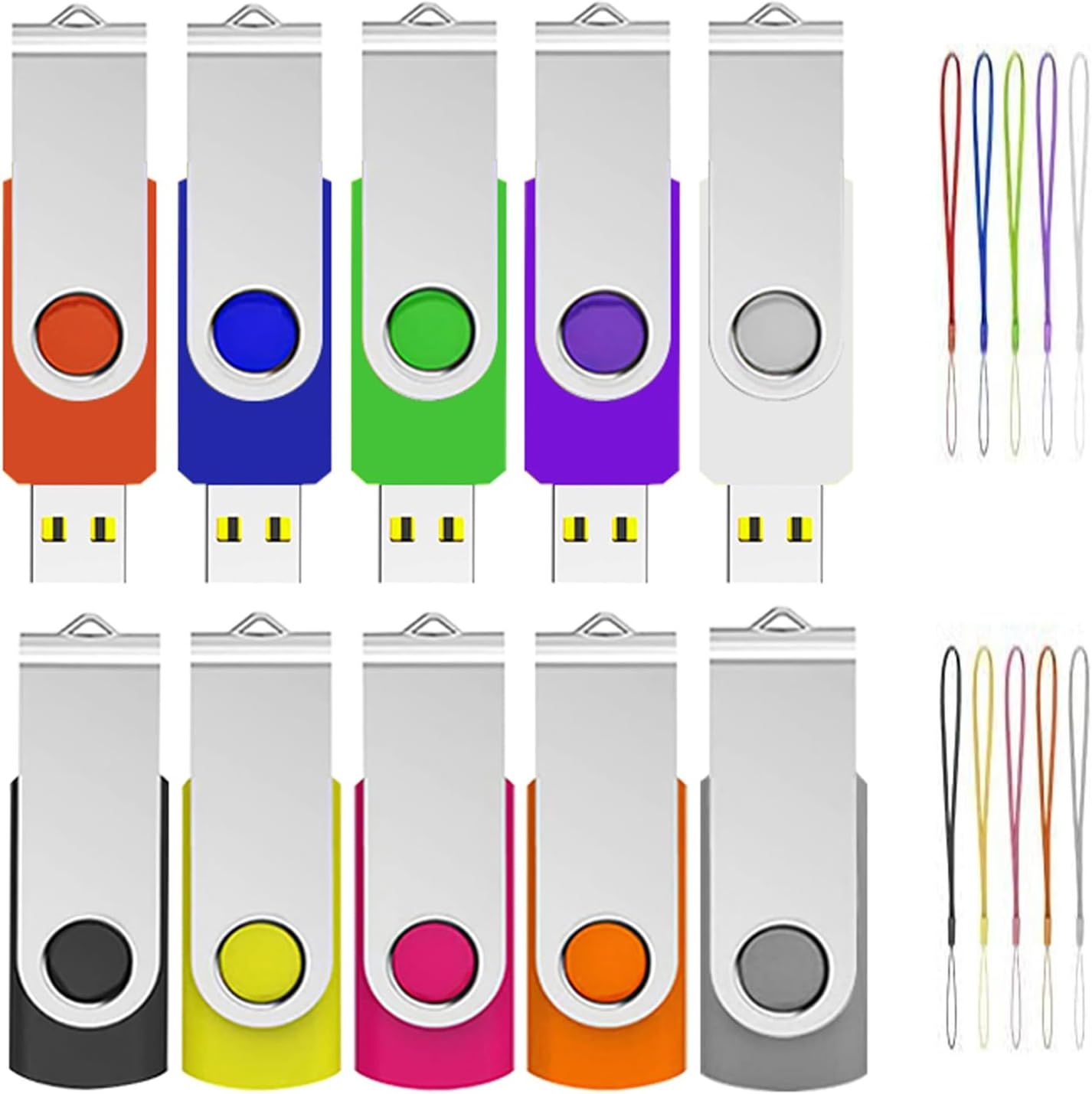 ICI ET MAINTENANT 10x 1GB USB Flash Drive Set with Short Cords (10 Colors, 1Gb) [X486]