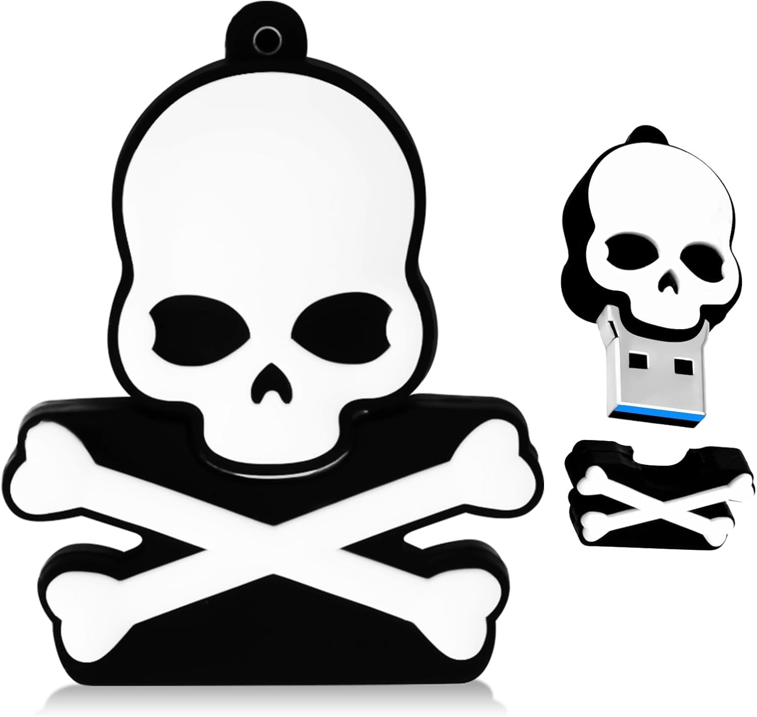 64GB Skull-Shaped USB Flash Drive, Cool 2.0 Pendrive Amusing Memory Stick Gift (White)