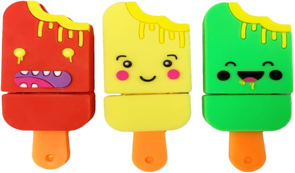 Ice Cream Lolly Shaped USB Flash Drive (32GB x 3), Cute and Fun Memory Stick for External Data Storage [X969]
