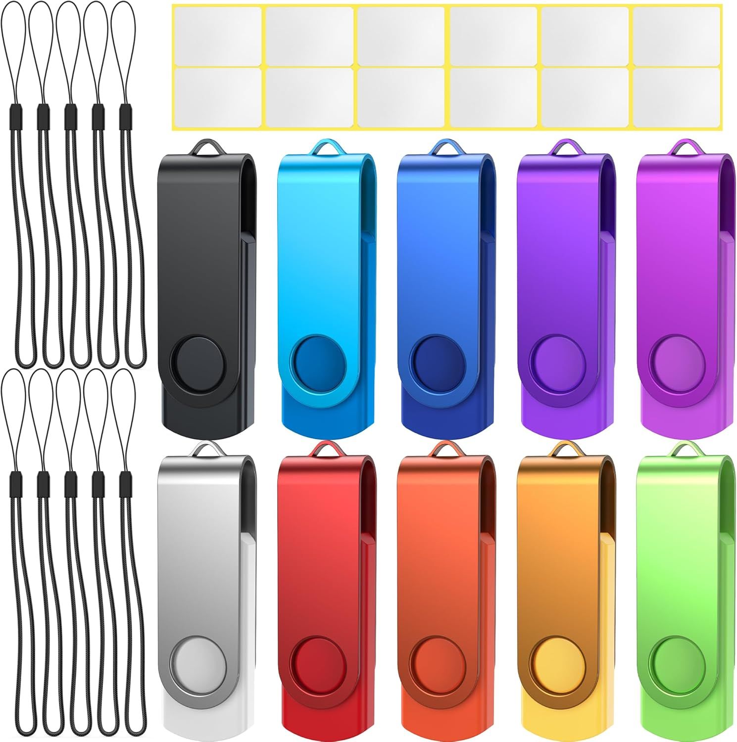ICI ET MAINTENANT 16GB USB 3.0 Flash Drive Lot of 10 - Metal & Plastic Case, Rotatable Key Design, High-Speed Transfer