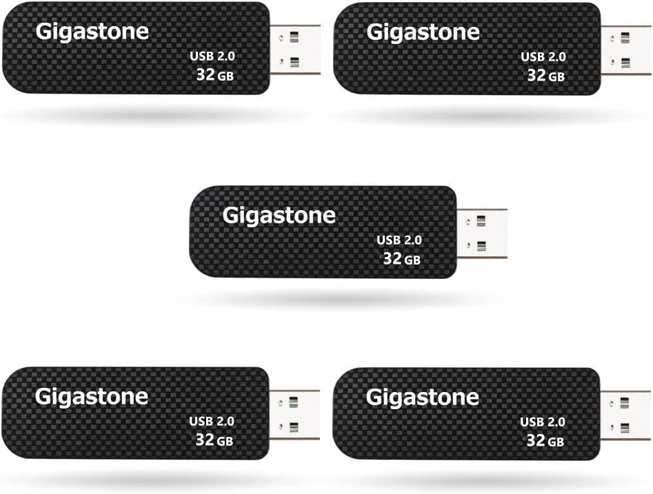 5x 32GB USB 2.0 Flash Drive, Retractable Design for PC Laptop Macbook, Compatible with Windows Mac Linux, Memory Stick, Trendy - Black
