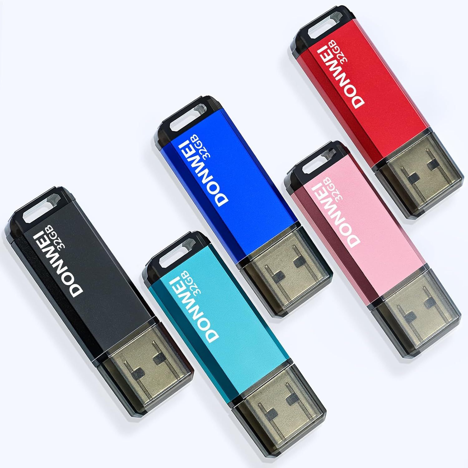 ICI ET MAINTENANT 32GB USB Flash Drive, Set of 5 (Pink, Red, Blue, Black, Cyan)