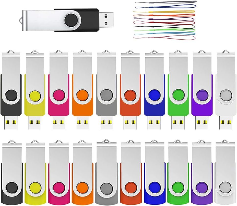ICI ET MAINTENANT 20GB USB 2.0 Flash Drive (Mixed Colors, 20 Pack)