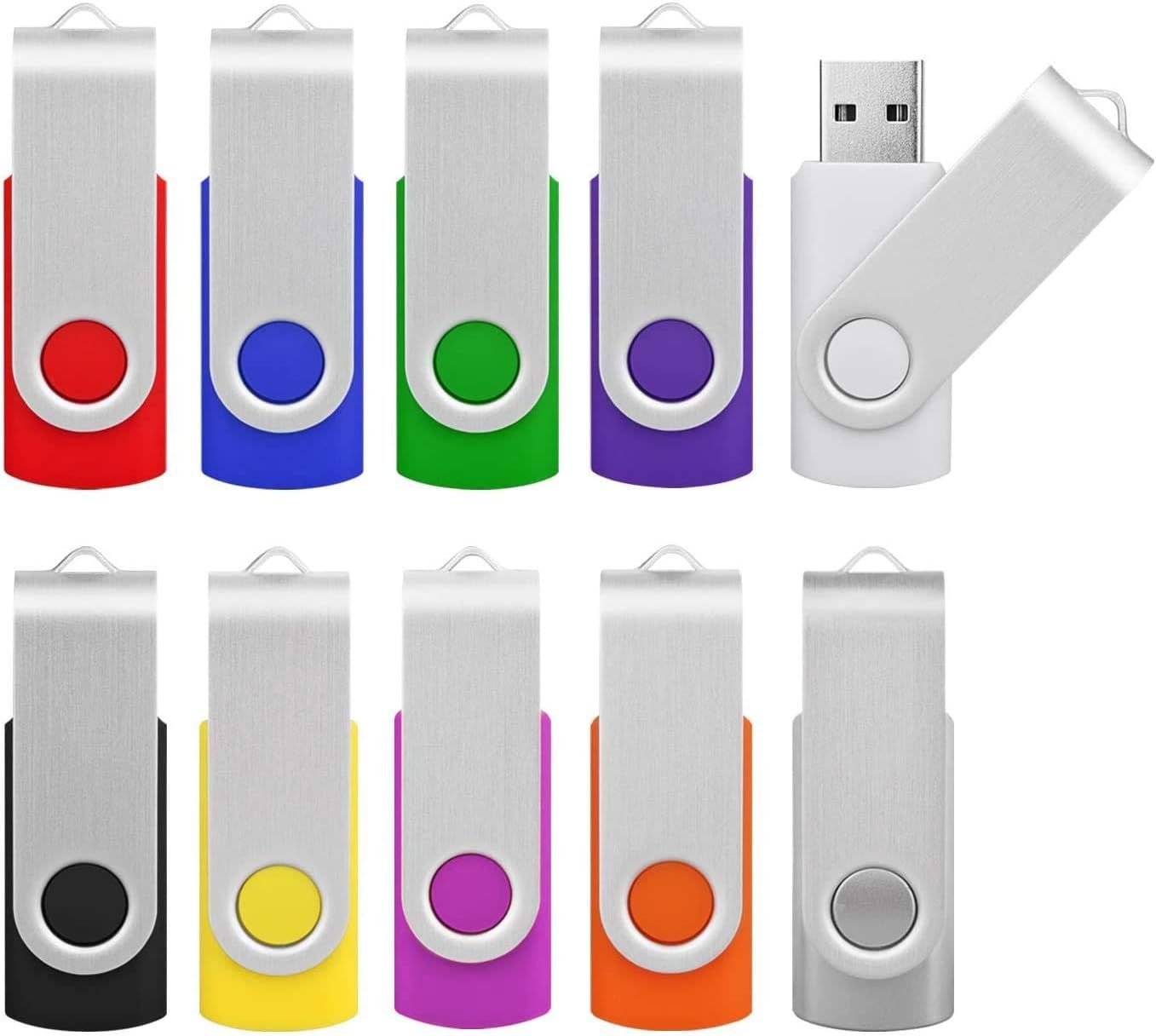 ICITMA 16GB USB Lot - Cheap 2.0 USB Flash Drive Key, 10-Pack with Keychain for PC, TV, iPad, Car, Reader, Xbox One (16GB, Multicolored)