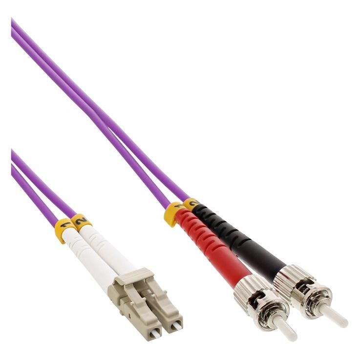 INTOS ELECTRONIC LC Multi-Mode (M) to ST Multi-Mode (M) Cable - 20m - Optical Fiber - Duplex - 50/125 Microns - OM4 - Halogen-Free - Violet