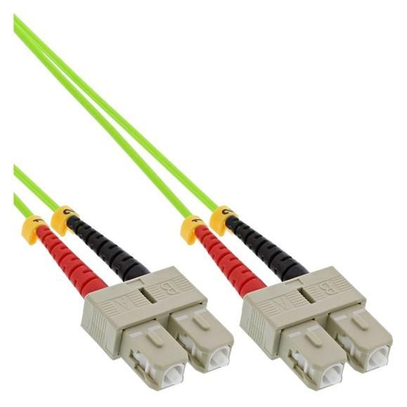 INTOS ELECTRONIC SC Multi-Mode (M) to SC Multi-Mode (M) Fiber Optic Cable, 10m, Duplex, 50/125 Microns, OM5, Halogen-Free, Green
