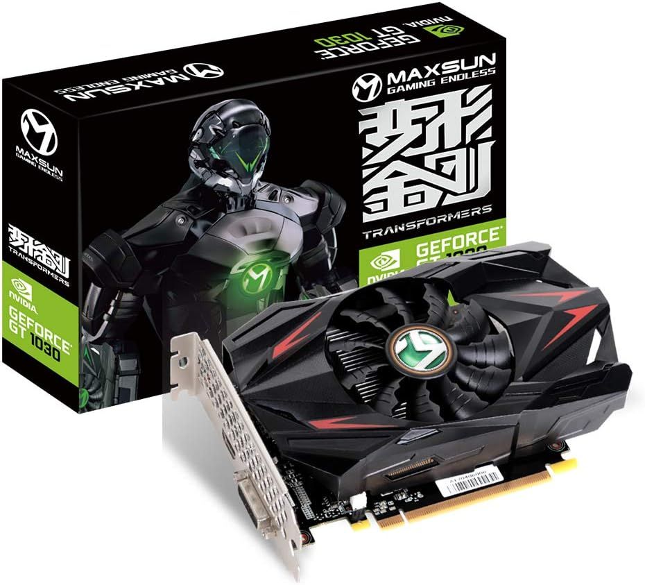 Maxsun NVIDIA GeForce GT 1030 4GB GDDR4 PCIe 3.0 ITX GPU with Unique Fan Cooling