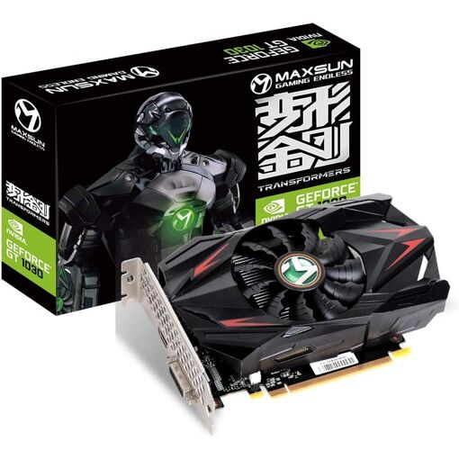 Carte graphique Maxsun NVIDIA GeForce GT 1030 4 Go GDDR4 PCIe 3.0, système de refroidissement unique par ventilateur ITX GPU