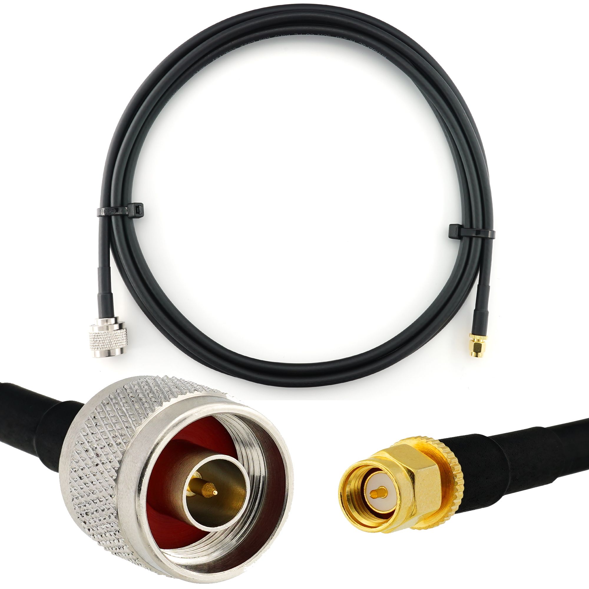 N Male to SMA Male 2m Coaxial Cable - HF240 (LMR 240 equivalent) Waterproof Extension Cable - For WiFi Router, LTE Amplifier, GSM 4G/5G/6G Hotspot