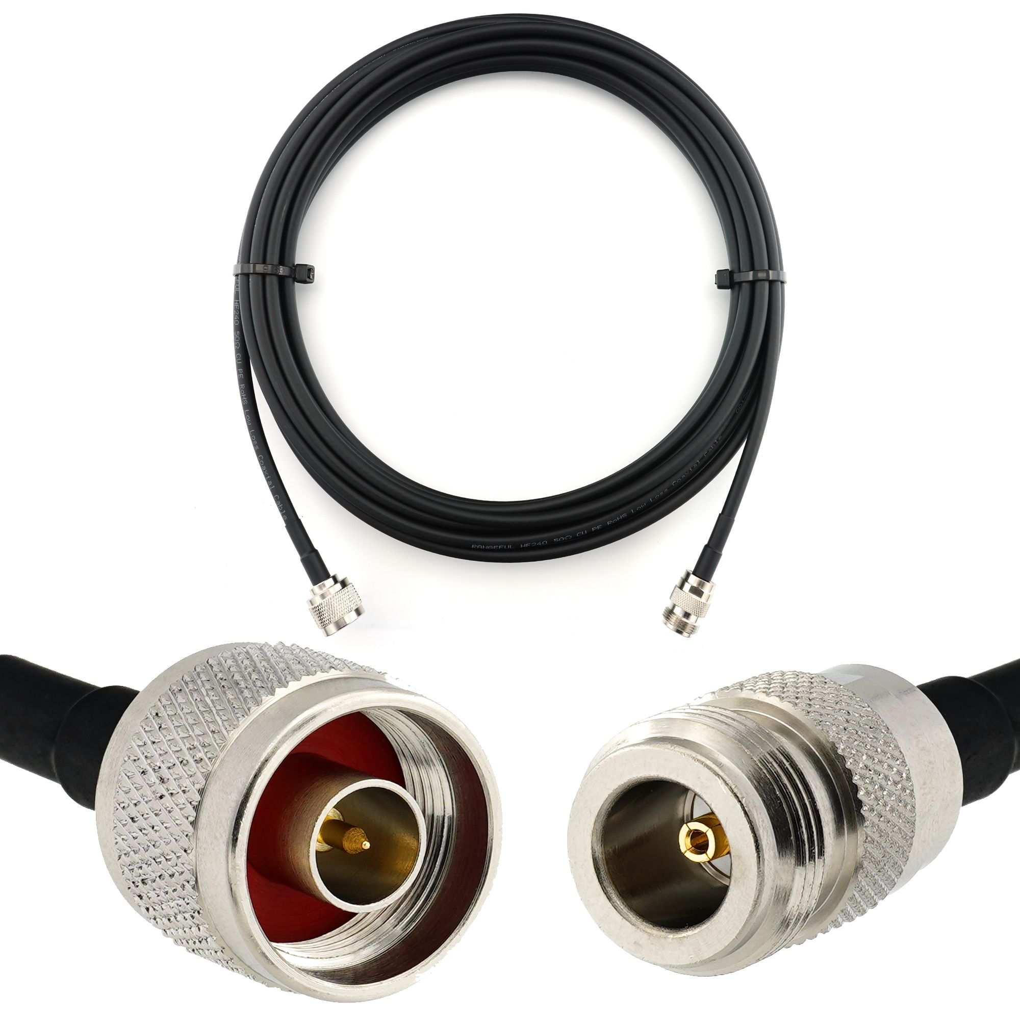Cable coaxial N macho a N hembra de 7 m - HF240 (equivalente LMR240) cable de extension resistente al agua para router WiFi, antena radio, amplificador LTE, GSM 4G/5G/6G
