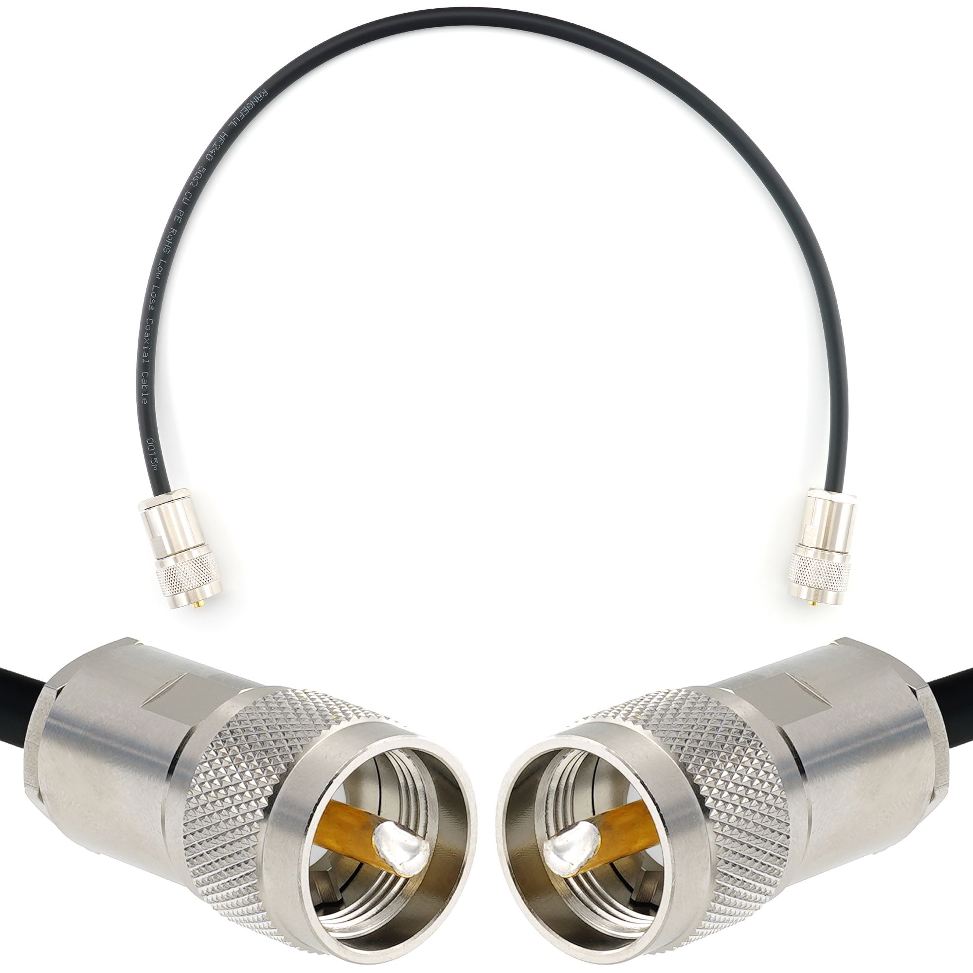 RANGEFUL 50cm UHF Coaxial Cable - PL259 to PL259, Low Loss, Waterproof Extension Cord for HAM Radio, Marine RF, VHF, SDR, CB, WiFi, GPS Antennas