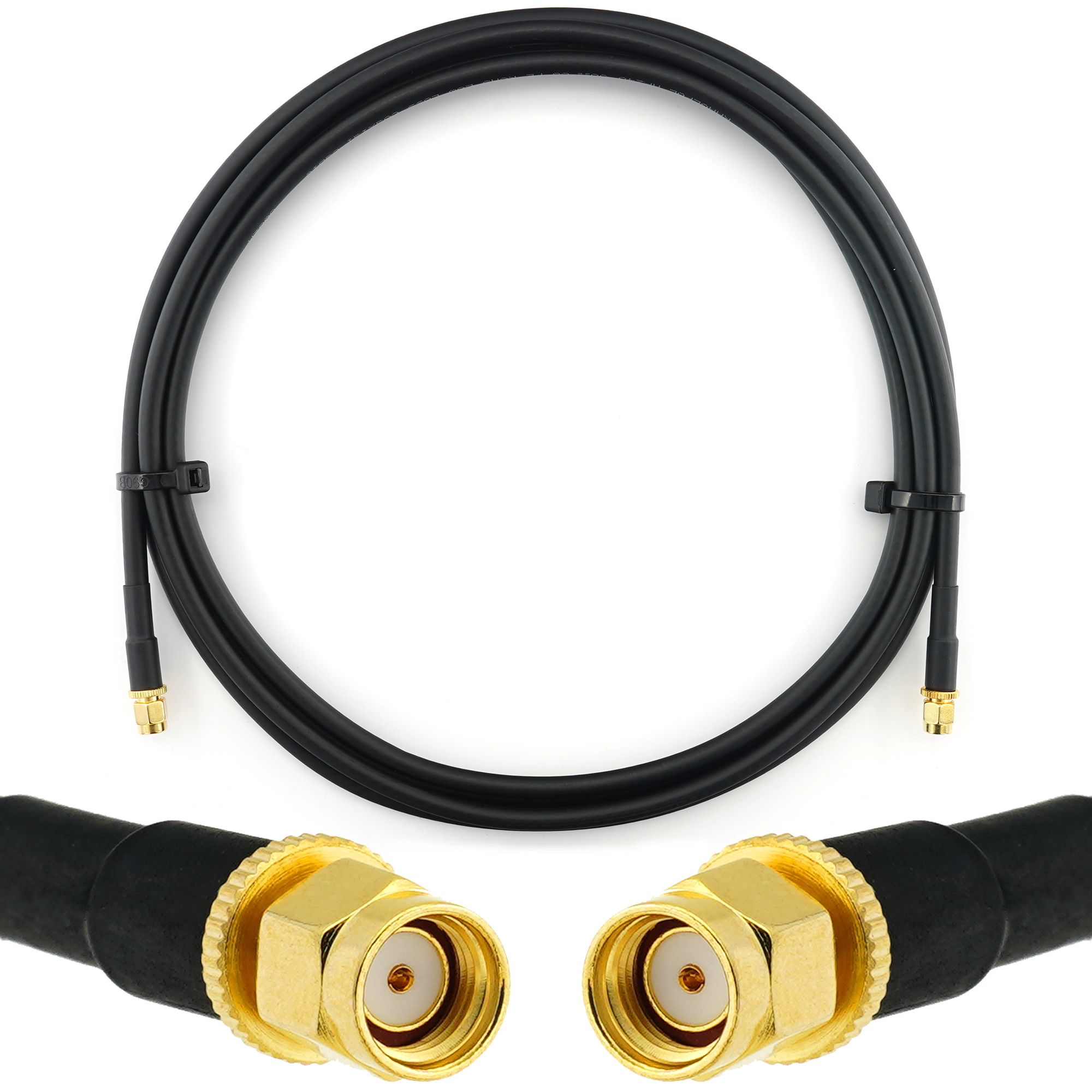 RANGEFUL RP-SMA 3m Coaxial WiFi Extension Cable - Waterproof, HF240 (LMR 240 Equivalent)