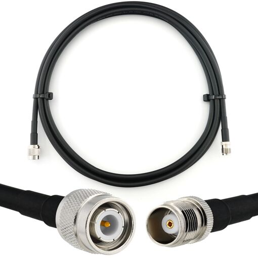 Câble coaxial TNC mâle vers TNC femelle de 1 mètre - HF240 (équivalent LMR240) résistant à l'eau et extensible pour radio CB, WiFi et radio amateur sans fil