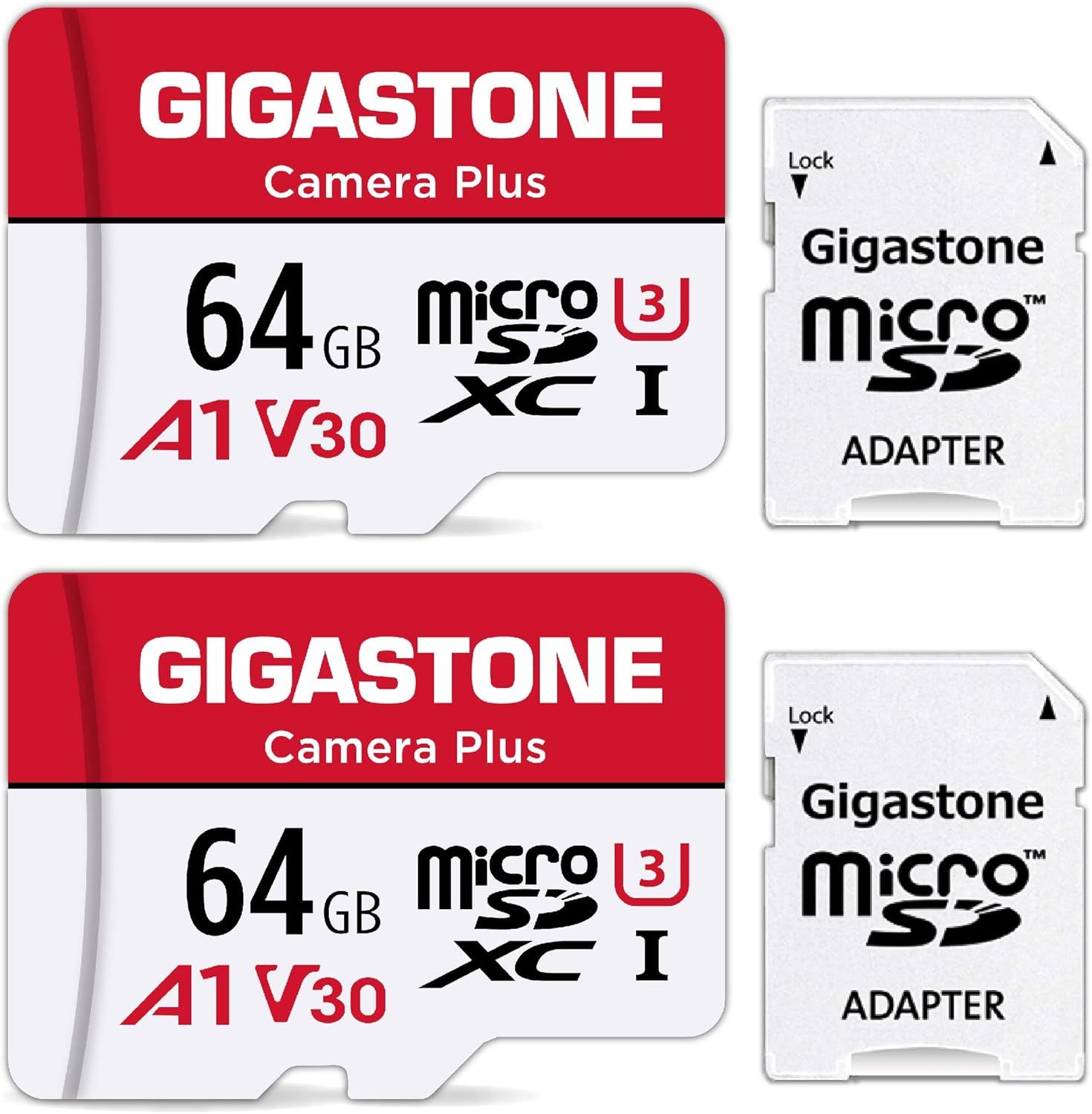 2x 64GB Micro SD Cards with Adapters & Cases, 4K Video, High Speed, Nintendo Switch Compatible