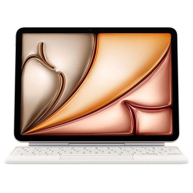Apple Magic Keyboard - White Danish Language QWERTY Case with Trackpad for iPad Air (4th, 5th Gen) and iPad Air M2, M3
