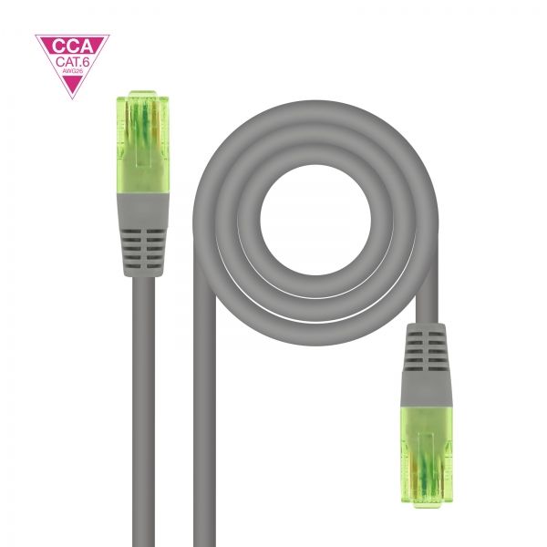 Nano Cable Network Cable - CAT.6 UTP AWG26 CCA - RJ45 - 25ft - Grey