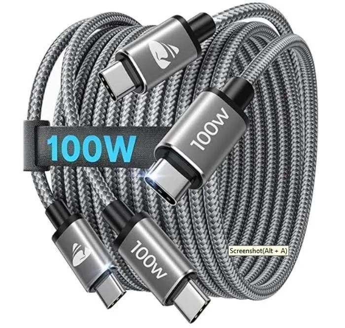 Cable USB C - 2x 1 m - Carga rápida de 100 W - Compatibilidad universal