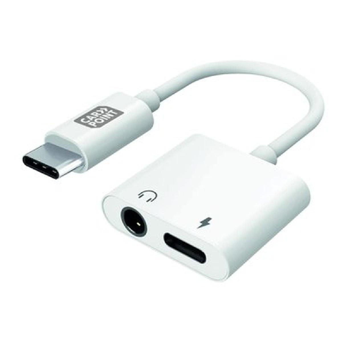 Adaptateur Carpoint 2 en 1 USB-C vers AUX et Casque
